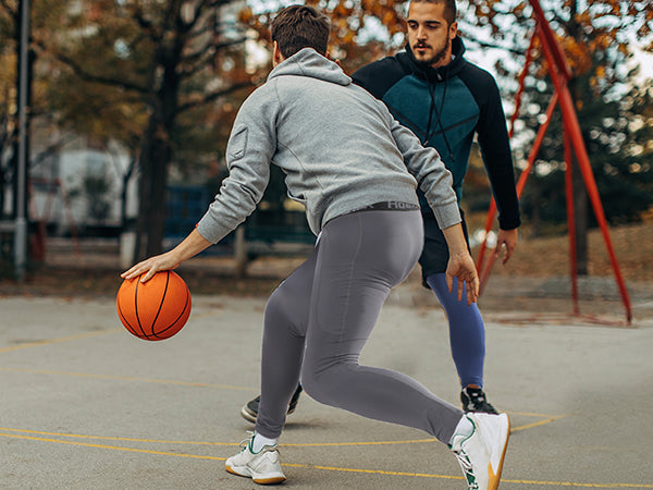 Roadbox 1/2 Pack Thermal Compression Pants for Men Fleece Lined Football Running Tights Base Layer Leggings with Pockets