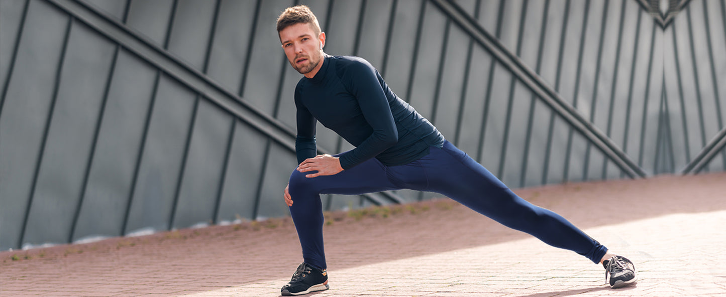 Roadbox 1/2 Pack Thermal Compression Pants for Men Fleece Lined Football Running Tights Base Layer Leggings with Pockets