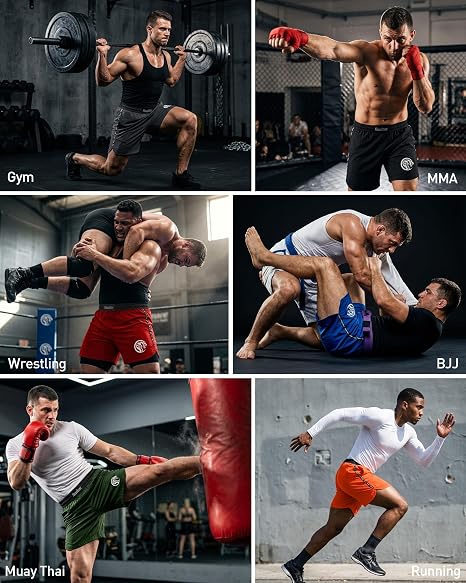 Roadbox Men's MMA BJJ Jiu Jitsu Shorts, No Gi Grappling Boxing Shorts