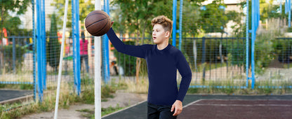 Roadbox Boys Compression Thermal Shirt - 1-2 Pack Youth Long Sleeve Fleece Base Layer Undershirts Football Baseball
