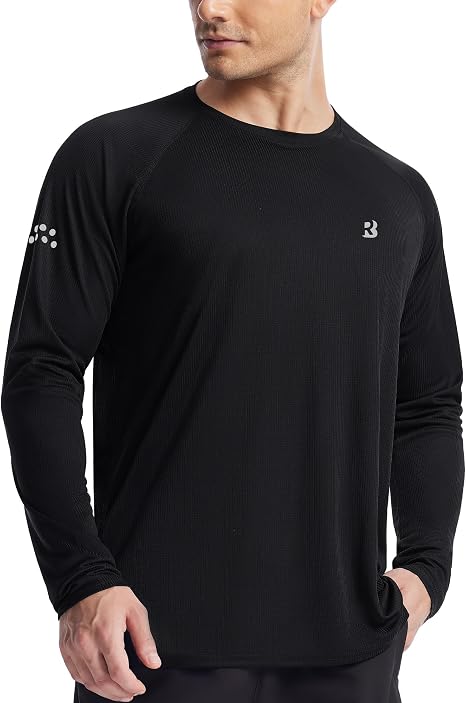 Roadbox Men's UPF 50+ Swim Rash Guard, Long Sleeve UV Sun Protection SPF Water Shirts Quick Dry for Outdoor Fishing Hiking