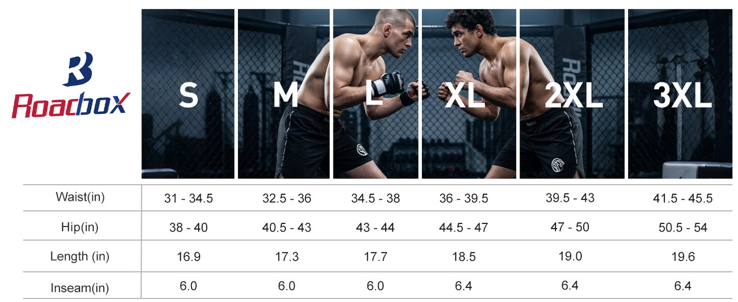 Roadbox Men's MMA BJJ Jiu Jitsu Shorts, No Gi Grappling Boxing Shorts