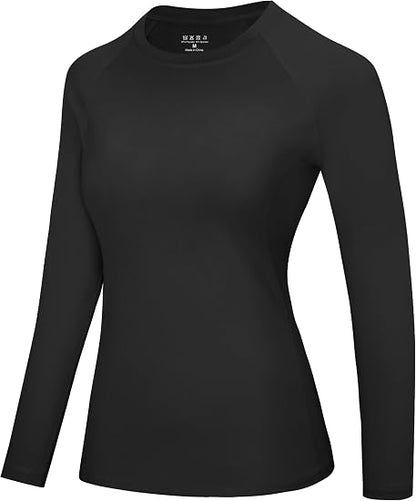 Roadbox Women's Compression Shirt Long Sleeve, Quick Dry Athletic Base Layer Tops, UPF 50+ Running Workout Underscrub Shirts