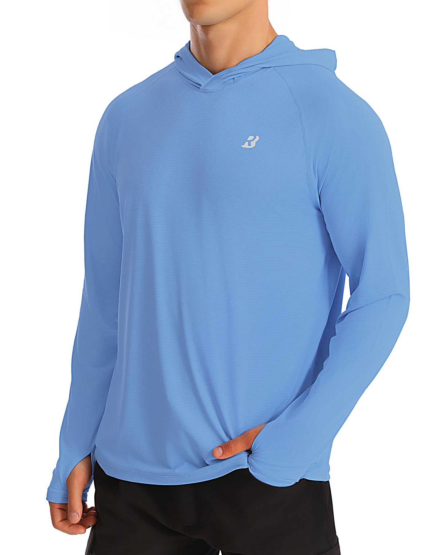 Roadbox UPF 50+ Fishing Shirts for Men, Long Sleeve UV Protection Sun Hoodie, Swim Rash Guard for Hiking Running Workout