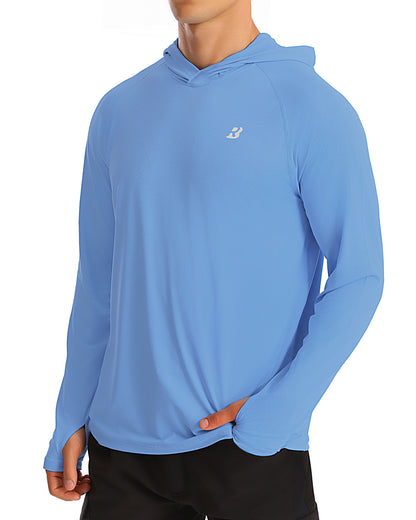 Roadbox UPF 50+ Fishing Shirts for Men, Long Sleeve UV Protection Sun Hoodie, Swim Rash Guard for Hiking Running Workout