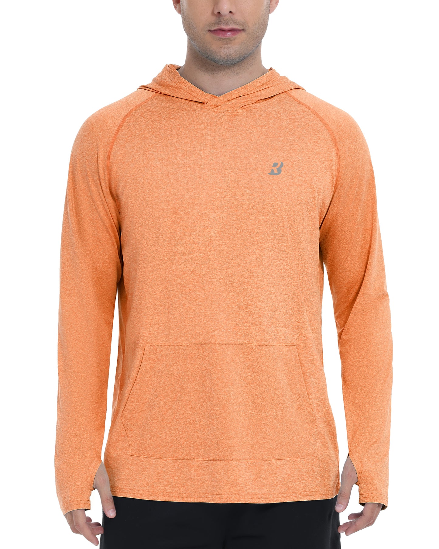 Roadbox UPF 50+ Mens Long Sleeve Fishing Shirts, Sun Protection Athletic Hoodies with Pocket, Outdoor Running Rash Guard