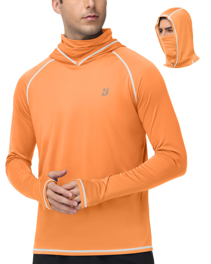 Roadbox Men's Sun Hoodie with Mask, UPF 50+ Long Sleeve Fishing Shirts, UV Outdoor Swim Hiking Running Workout Rash Guard