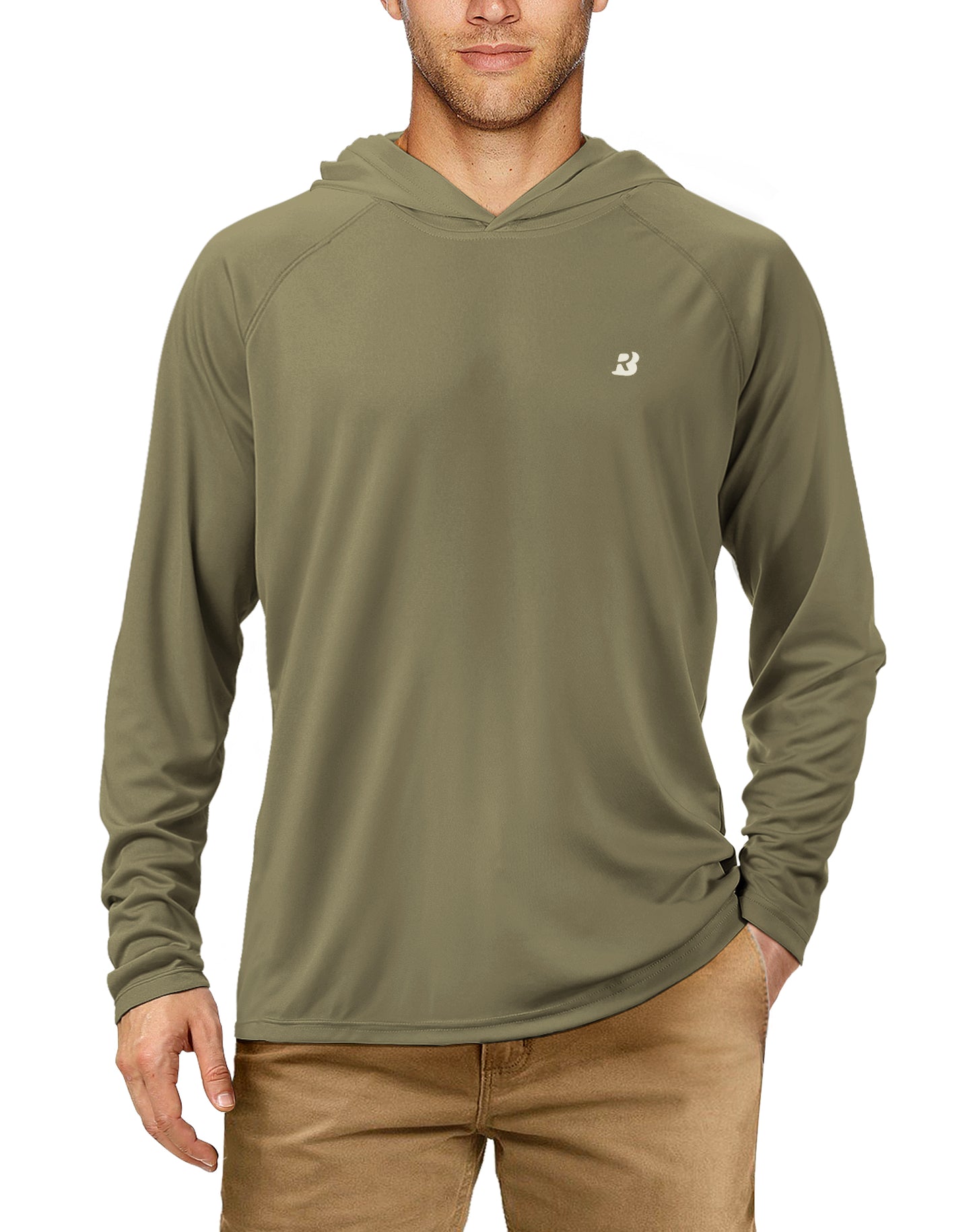 Roadbox Men's UPF 50+ Sun Protection Long Sleeve Hoodie Shirt Outdoor UV Fishing Shirts for Workout, Running, Fishing, Hiking
