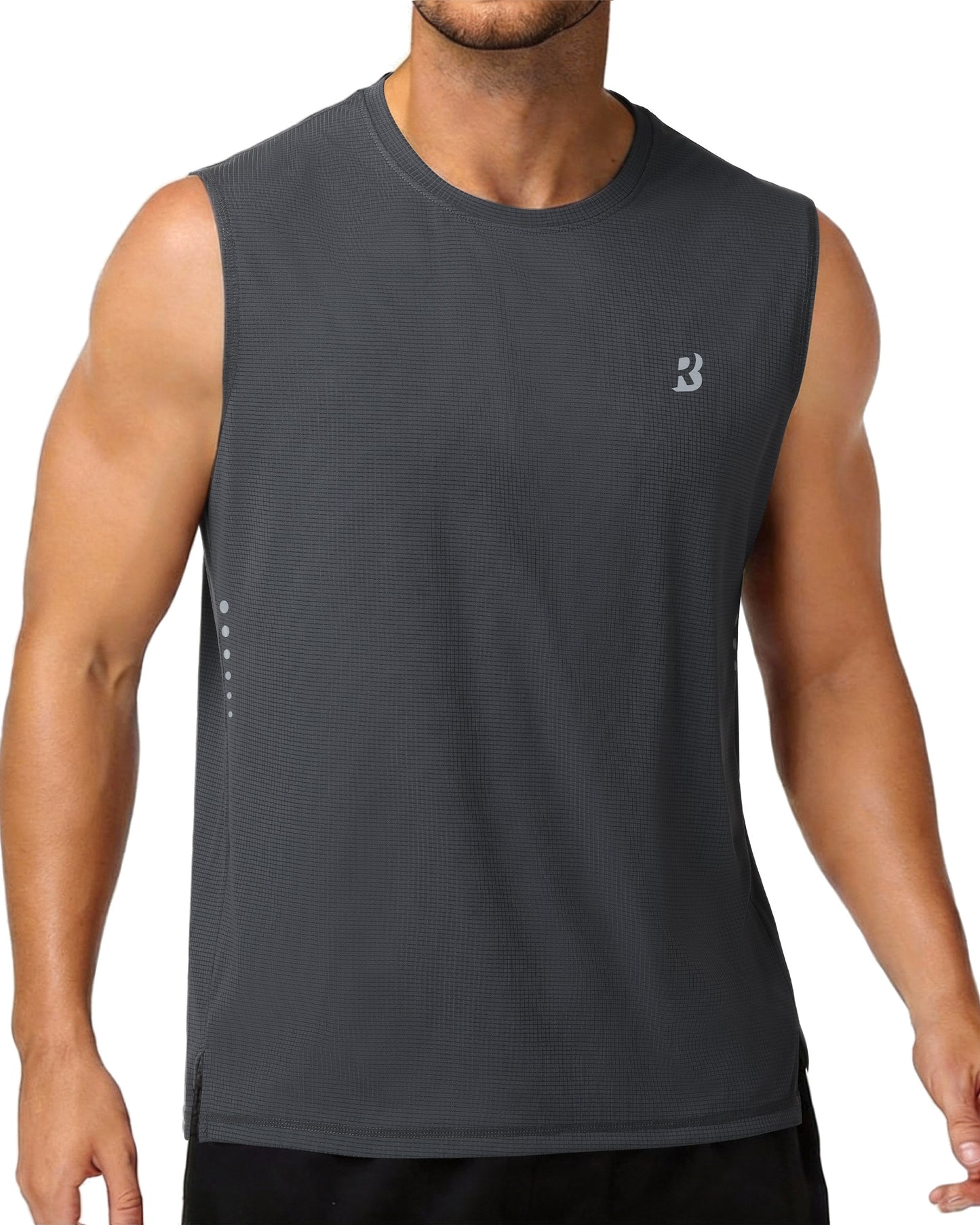 Roadbox Men’s Athletic Sleeveless Shirts, Quick Dry Workout Tank Top, Lightweight Muscle Shirts for Sports Gym Running Summer