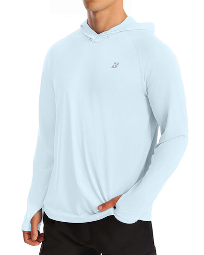 Roadbox UPF 50+ Fishing Shirts for Men, Long Sleeve UV Protection Sun Hoodie, Swim Rash Guard for Hiking Running Workout