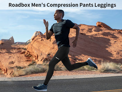 Roadbox 1/2 Pack Compression Pants for Men Running Tights Athletic Football Leggings Cycling Base Layer with Pockets