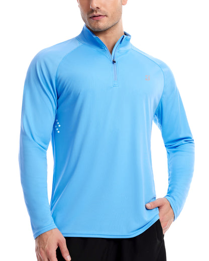Roadbox Men's UPF 50+ UV Sun Protection Shirts, 1/4 Zip Athletic Pullover Long Sleeve, Running Fishing Rash Guard T-Shirt