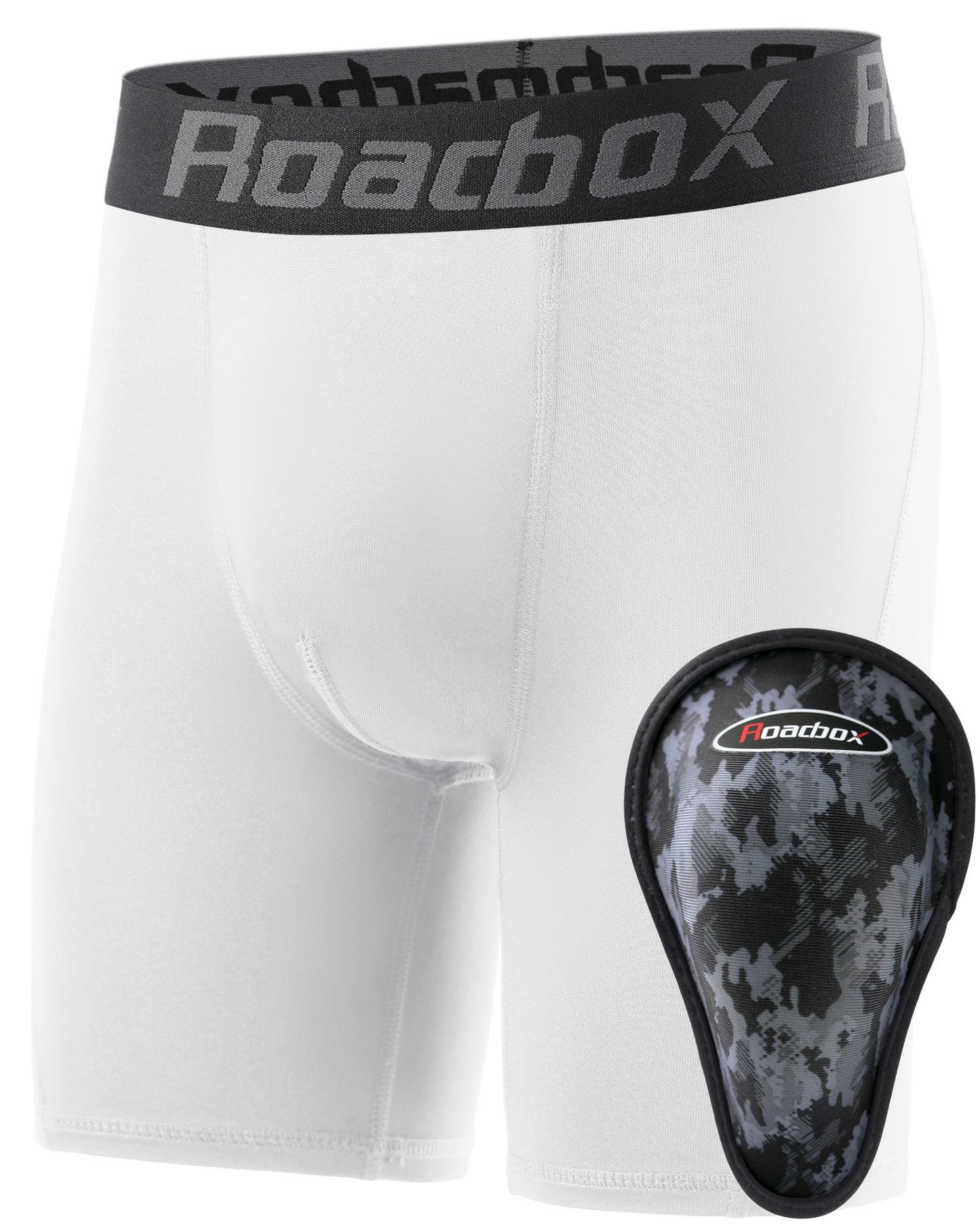 Roadbox Youth Boys Compression Shorts, Kids Spandex Underwear with Protective Cup, Athletic Base Layers for Baseball Football