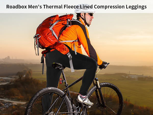 Roadbox 1/2 Pack Thermal Compression Pants for Men Fleece Lined Football Running Tights Base Layer Leggings with Pockets