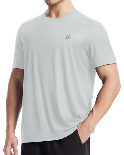 Roadbox Men's Workout Shirts Short Sleeve, Quick Dry Athletic Running T-Shirt, UPF 50+ UV Sun Protection Sports Gym Tee Tops