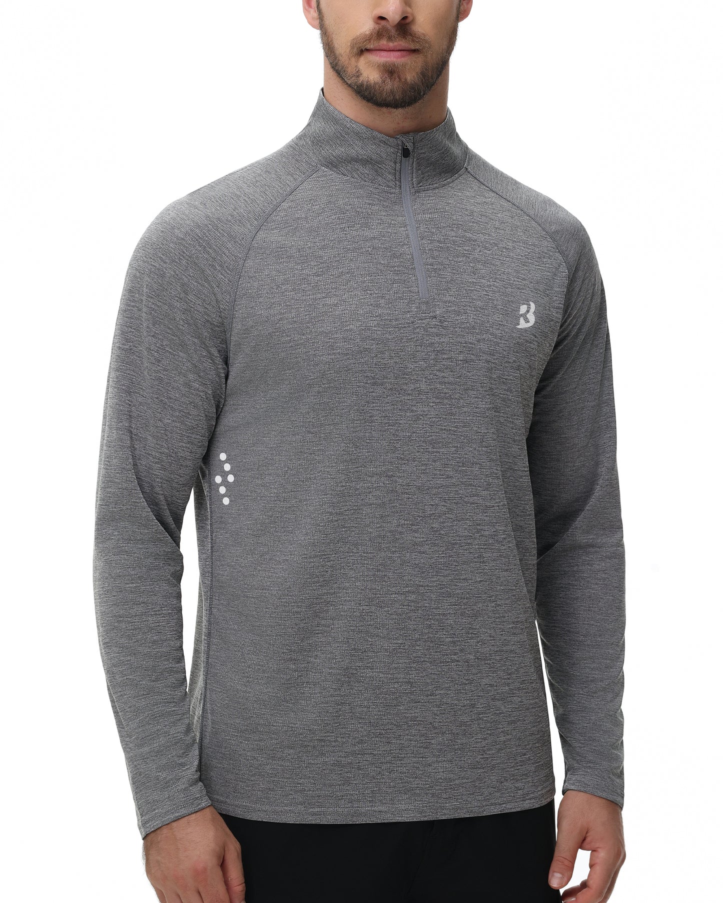 Roadbox UPF 50+ Running Shirts for Men - Long Sleeve Quick Dry 1/4 Zip Pullover for Fishing Outdoor Hiking Athletic Workout