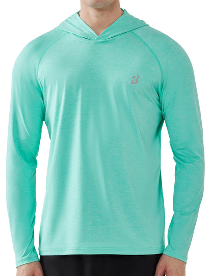 Roadbox Men's UPF 50+ Fishing Shirts, Long Sleeve UV Sun Protection SPF Hoodie, Quick Dry Swim Rash Guard for Outdoor Hiking