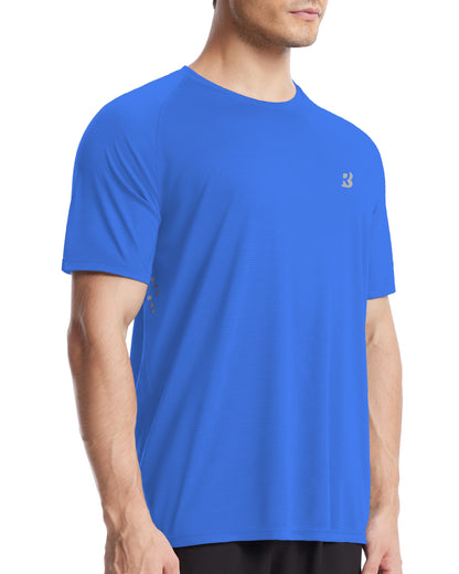 Roadbox Men's UPF 50+ Swim Rash Guard, Short Sleeve UV Sun Protection Workout Athletic Shirts Quick Dry Gym Running Tee Tops