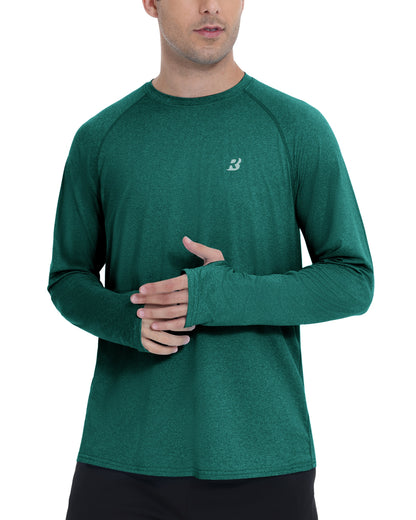 Roadbox UPF 50+ Mens Swim Shirts, Long Sleeve Sun Protection Fishing Rash Guard, Quick Dry UV Hiking Shirt with Thumbhole