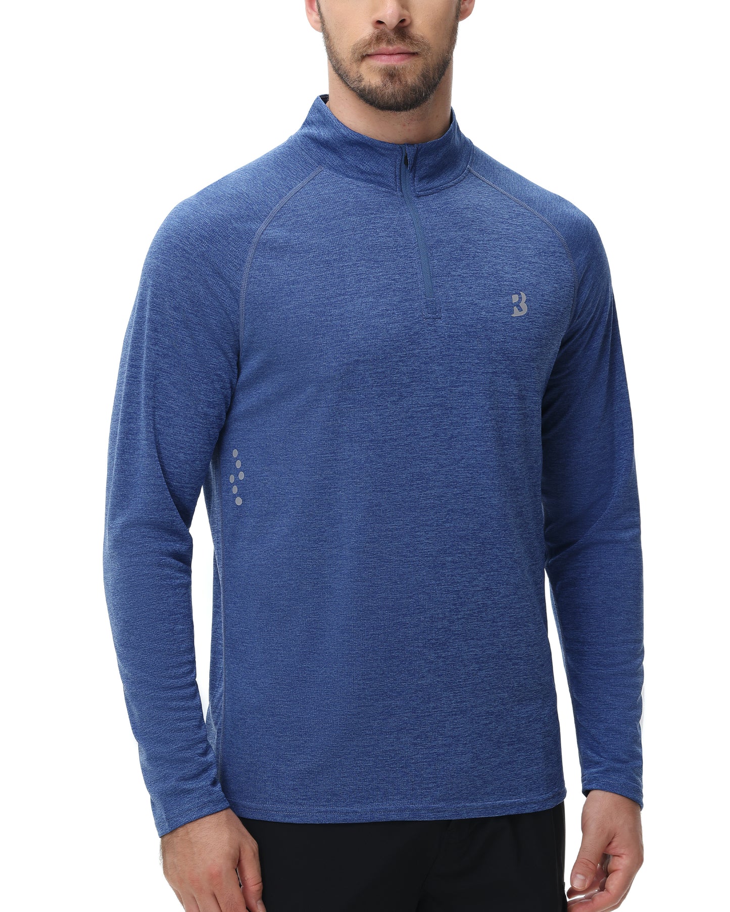 Roadbox UPF 50+ Running Shirts for Men - Long Sleeve Quick Dry 1/4 Zip Pullover for Fishing Outdoor Hiking Athletic Workout