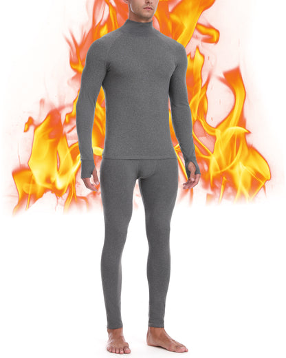 Roadbox Thermal Underwear for Men: Fleece Lined Long Johns Base Layer Long Sleeve Top & Bottom Set