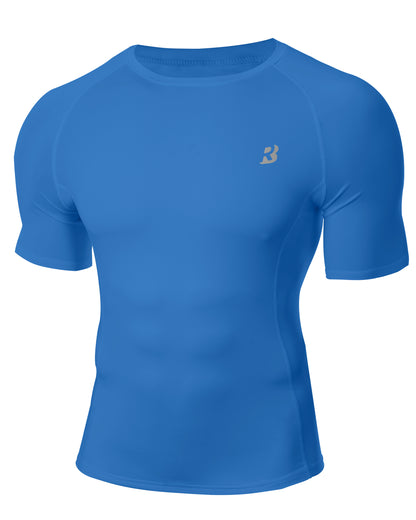 Roadbox Compression Shirt Men Short Sleeve, Cool Dry Base Layer Athletic Undershirts, Workout T-Shirt for Sports Gym Running