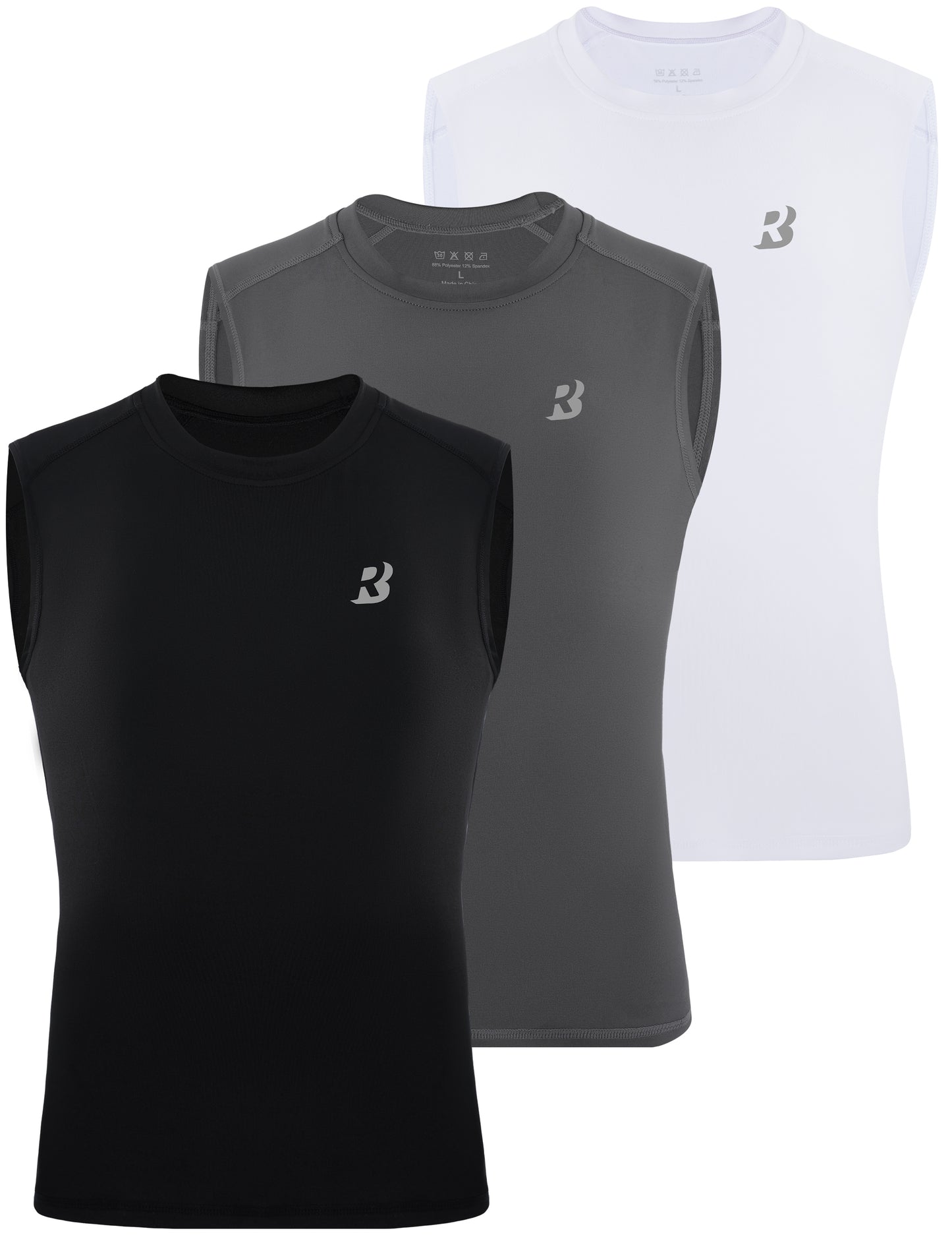 Roadbox Boys Sleeveless Compression Shirt, Youth Quick Dry Undershirt, Athletic Soft Tank Tops Sport Shirts for Basketball