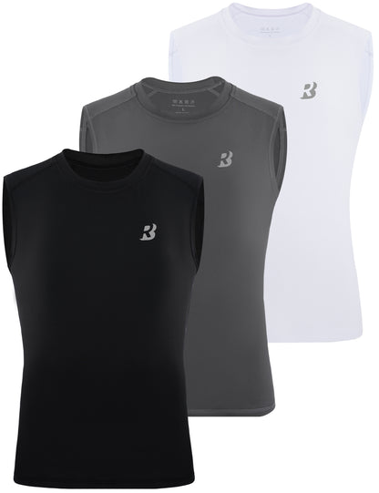 Roadbox Boys Sleeveless Compression Shirt, Youth Quick Dry Undershirt, Athletic Soft Tank Tops Sport Shirts for Basketball