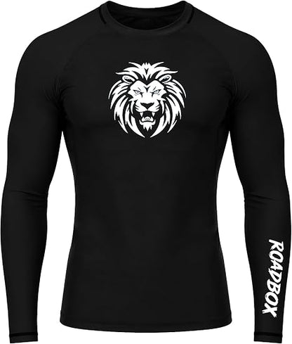 Roadbox Men's BJJ Rash Guard Long Sleeve, UPF 50+ Jiu Jitsu Compression Base Layer Shirts for MMA No Gi Surfing Swim