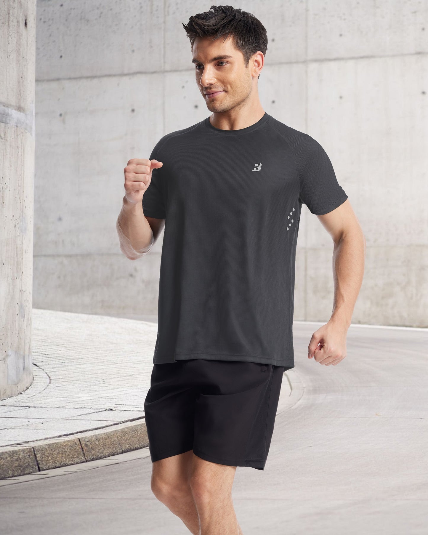 Roadbox Men's UPF 50+ Swim Rash Guard, Short Sleeve UV Sun Protection Workout Athletic Shirts Quick Dry Gym Running Tee Tops