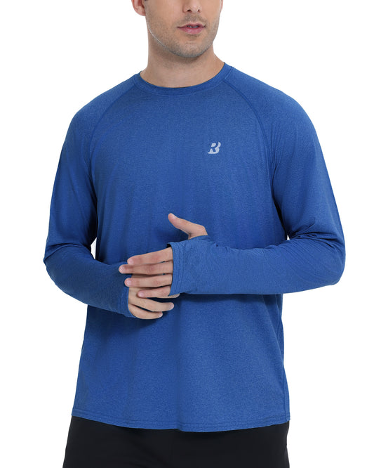 Roadbox UPF 50+ Mens Swim Shirts, Long Sleeve Sun Protection Fishing Rash Guard, Quick Dry UV Hiking Shirt with Thumbhole