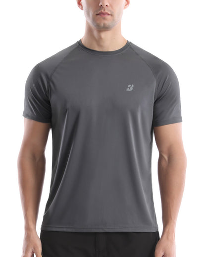Roadbox Men's Rash Guard Short Sleeve, UPF 50+ UV Sun Protection Swim Shirts, Quick Dry Lightweight Water Surf Beach T-Shirt
