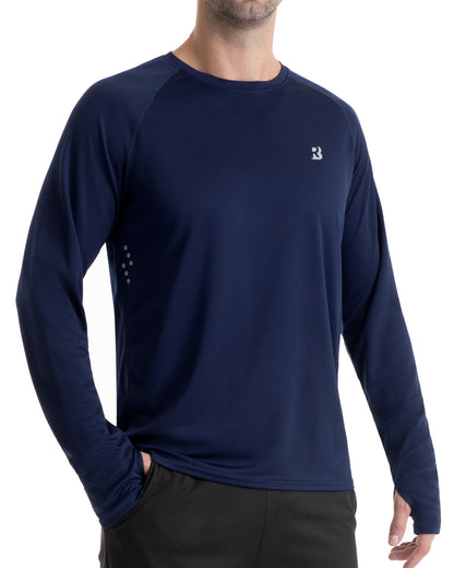 Roadbox Men's UPF 50+ Swim Rash Guard, Long Sleeve UV Sun Protection SPF Water Shirts Quick Dry for Outdoor Fishing Hiking