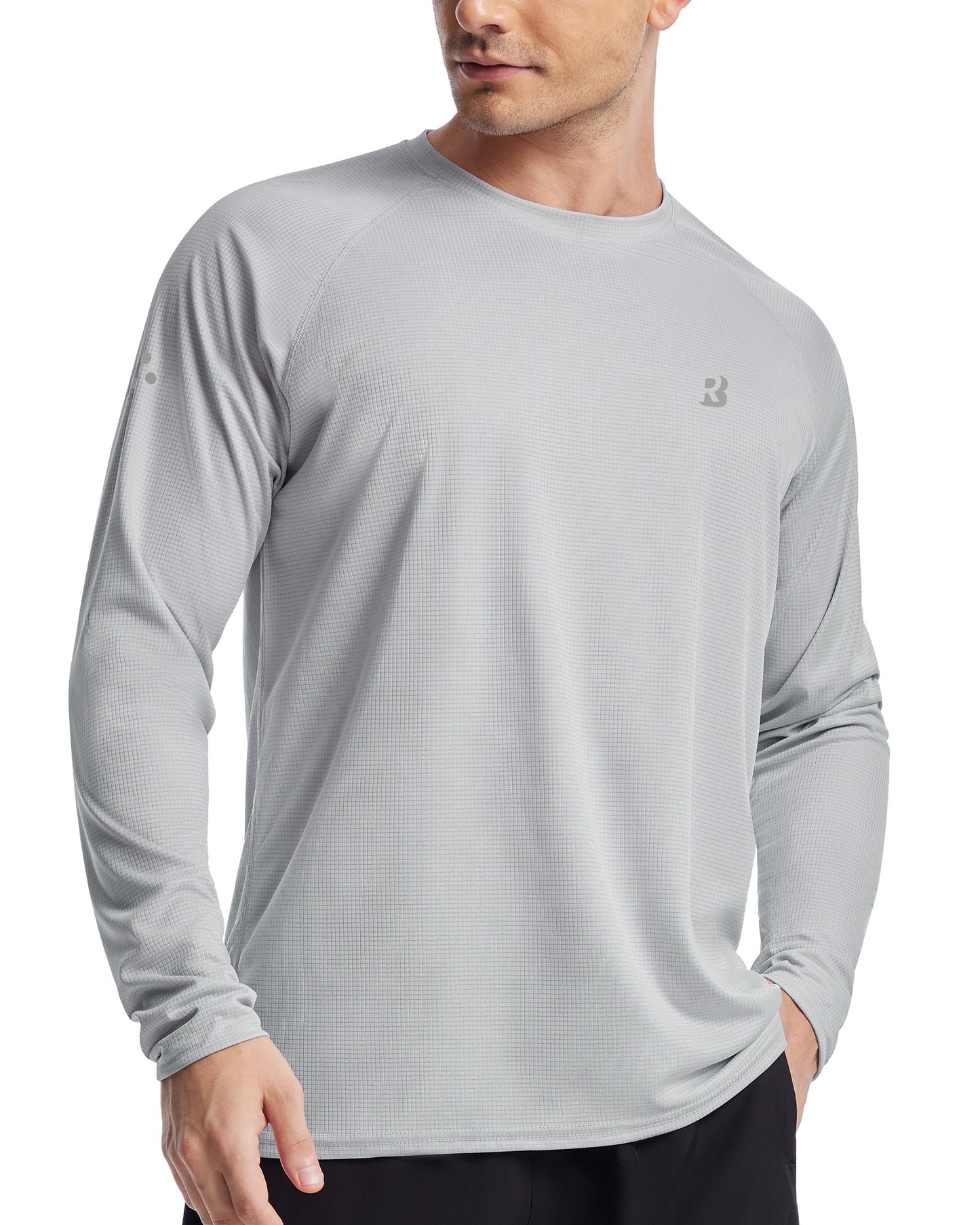 Roadbox Men's UPF 50+ Swim Rash Guard, Long Sleeve UV Sun Protection SPF Water Shirts Quick Dry for Outdoor Fishing Hiking
