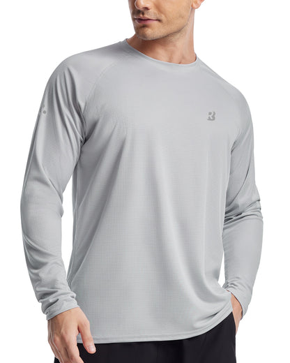 Roadbox Men's UPF 50+ Swim Rash Guard, Long Sleeve UV Sun Protection SPF Water Shirts Quick Dry for Outdoor Fishing Hiking