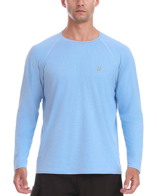 Roadbox Sun Protection Shirt for Men - UPF 50+ Long Sleeve Workout Athletic Running Shirts Fishing Rash Guard Lightweight