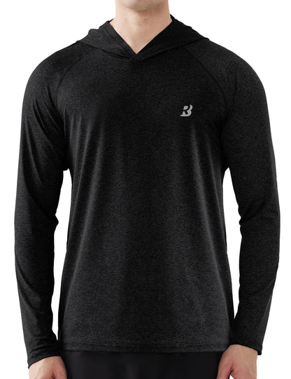 Roadbox Men's UPF 50+ Fishing Shirts, Long Sleeve UV Sun Protection SPF Hoodie, Quick Dry Swim Rash Guard for Outdoor Hiking