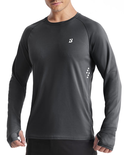 Roadbox Men's UPF 50+ Swim Rash Guard, Long Sleeve UV Sun Protection SPF Water Shirts Quick Dry for Outdoor Fishing Hiking