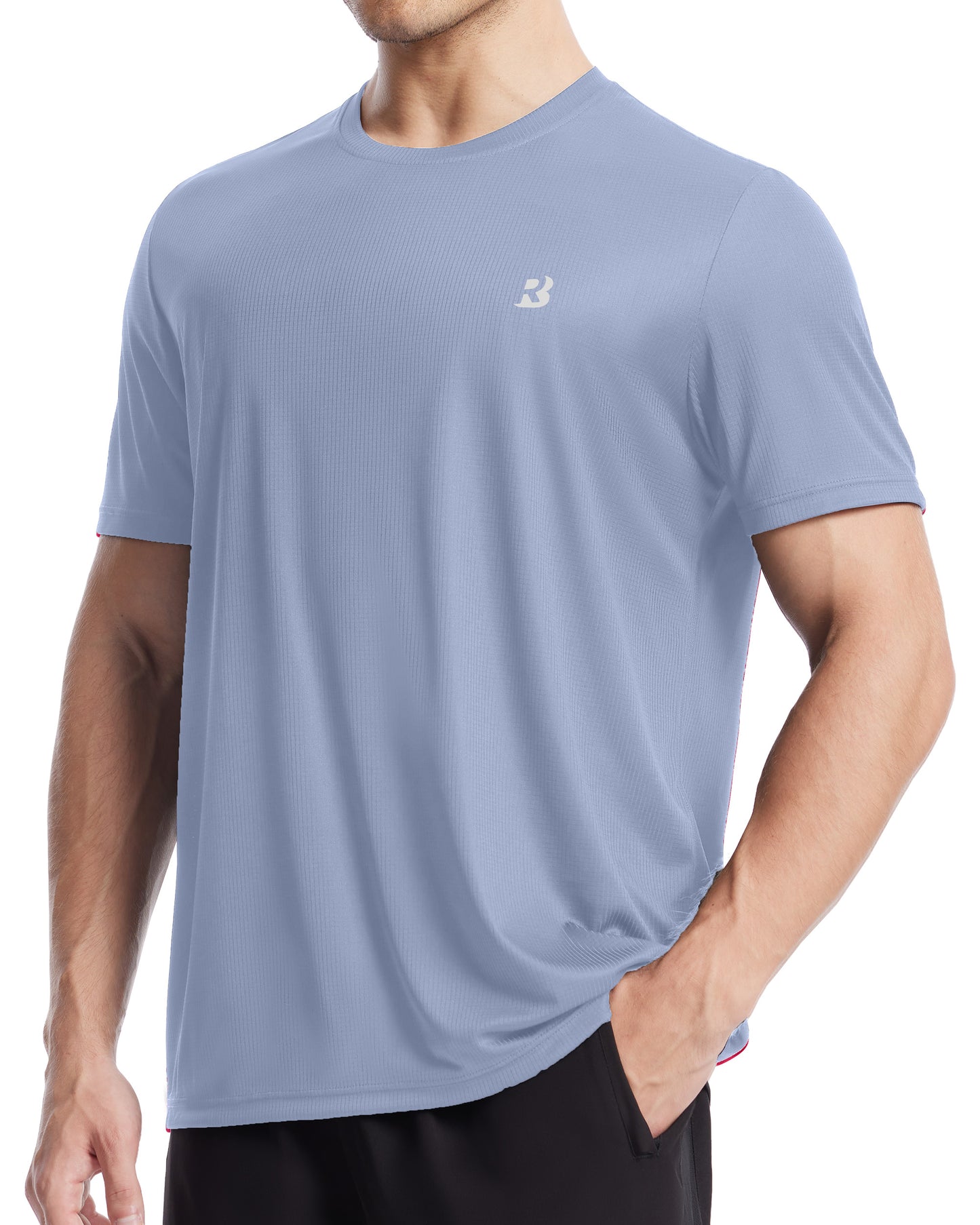 Roadbox Men's Workout Shirts Short Sleeve, Quick Dry Athletic Running T-Shirt, UPF 50+ UV Sun Protection Sports Gym Tee Tops