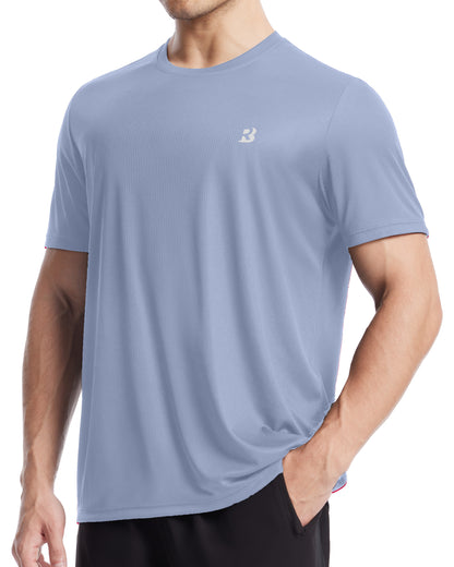 Roadbox Men's Workout Shirts Short Sleeve, Quick Dry Athletic Running T-Shirt, UPF 50+ UV Sun Protection Sports Gym Tee Tops