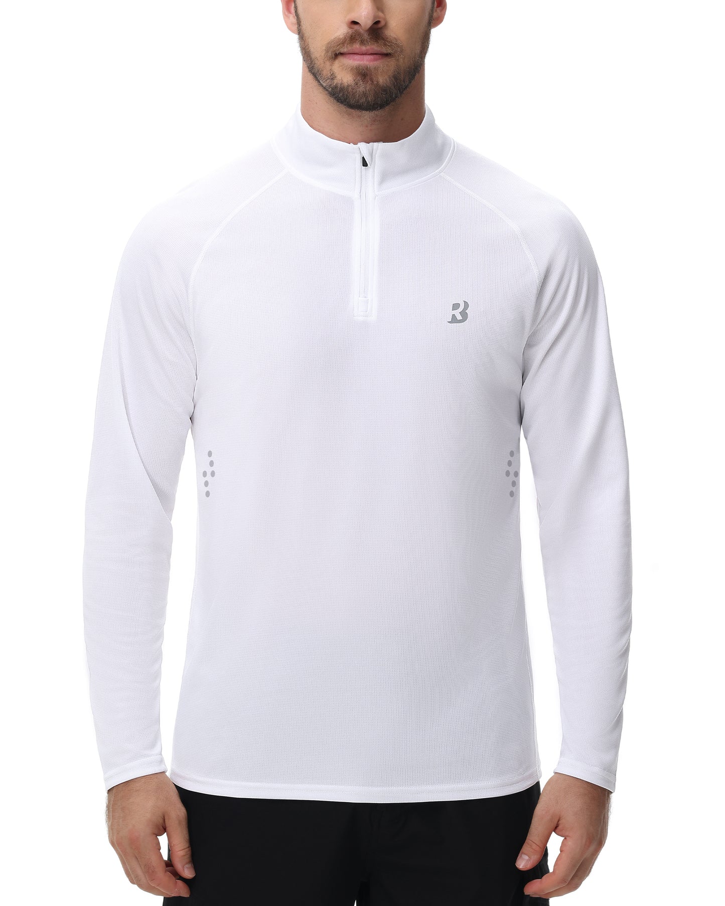 Roadbox UPF 50+ Running Shirts for Men - Long Sleeve Quick Dry 1/4 Zip Pullover for Fishing Outdoor Hiking Athletic Workout