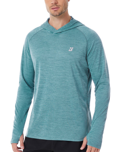 Roadbox UPF 50+ Fishing Shirts for Men, Long Sleeve UV Sun Protection Lightweight Rash Guard Hoodie for Hiking Workout