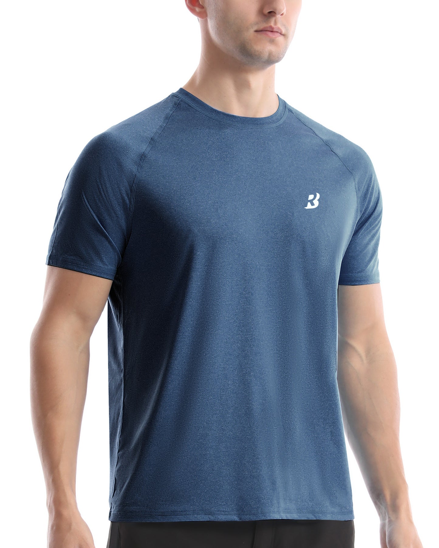 Roadbox Swim Shirts Short Sleeve for Men, Sun Protection UPF 50+ Fishing Rash Guard, UV Gym Workout Shirt for Running Outdoor