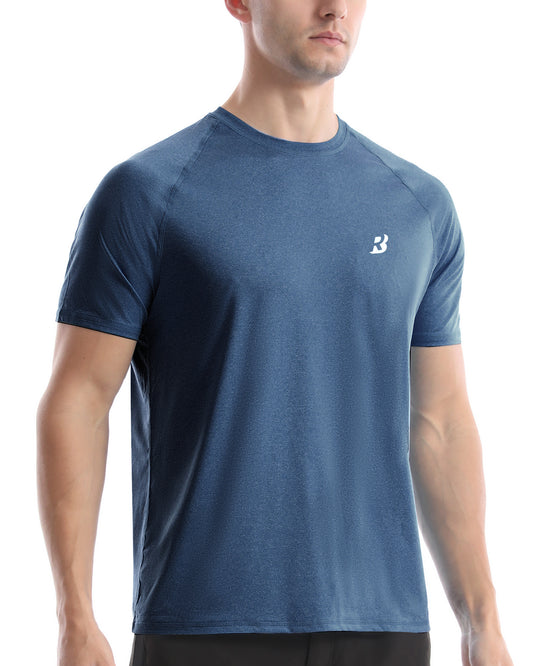 Roadbox Swim Shirts Short Sleeve for Men, Sun Protection UPF 50+ Fishing Rash Guard, UV Gym Workout Shirt for Running Outdoor
