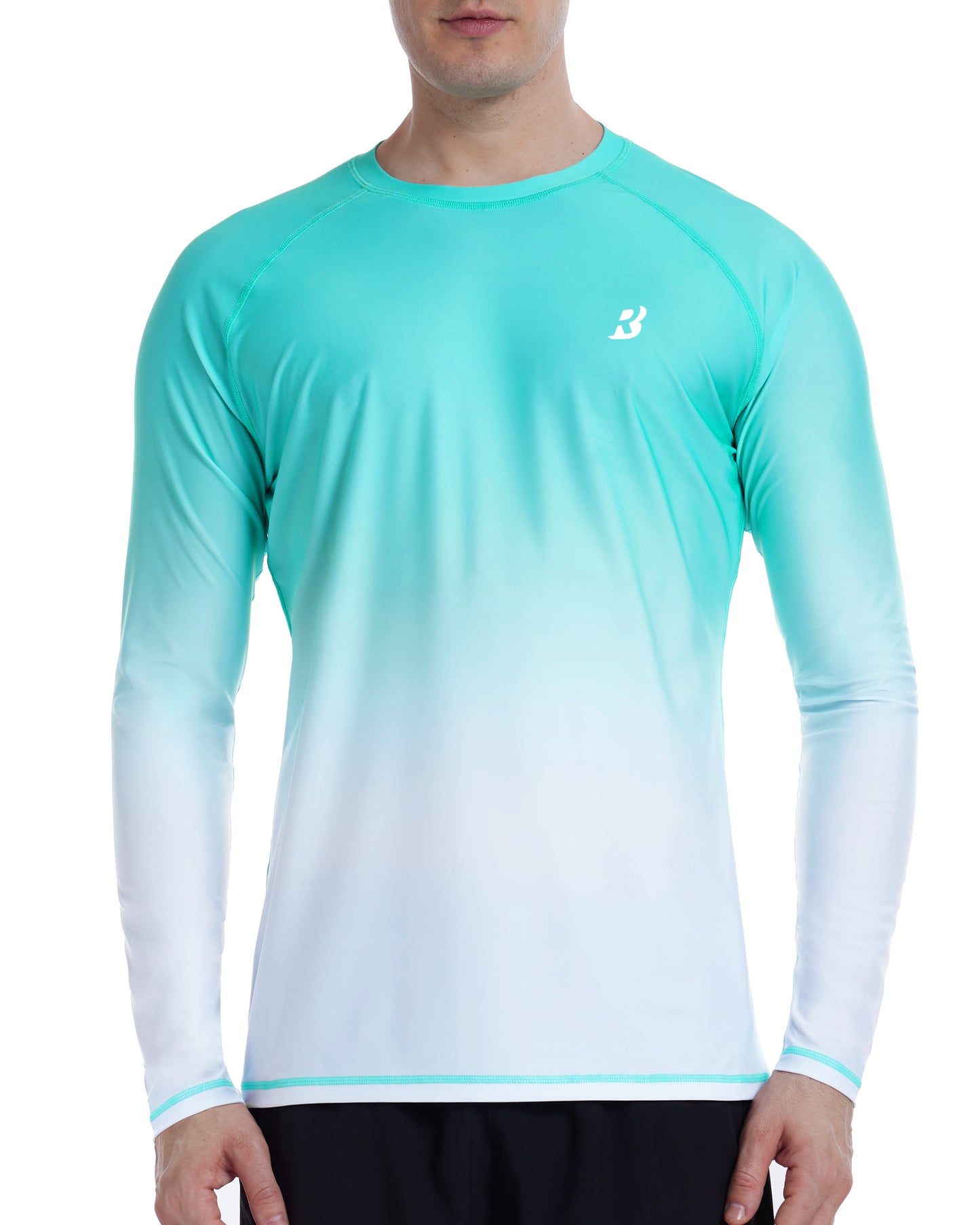 Roadbox Men's UPF 50+ Swim Shirts, Long Sleeve UV Sun Protection Rash Guard, Quick Dry SPF T-Shirt for Beach Surfing Fishing