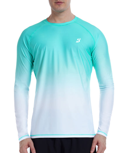 Roadbox Men's UPF 50+ Swim Shirts, Long Sleeve UV Sun Protection Rash Guard, Quick Dry SPF T-Shirt for Beach Surfing Fishing
