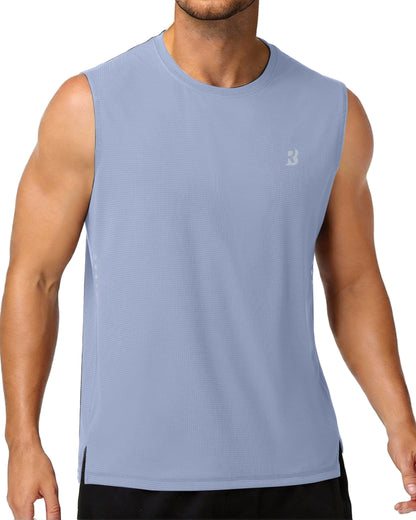 Roadbox Men’s Athletic Sleeveless Shirts, Quick Dry Workout Tank Top, Lightweight Muscle Shirts for Sports Gym Running Summer