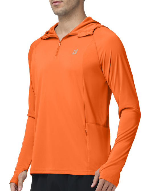 Roadbox UPF 50+ Sun Hoodie for Men, 1/4 Zip Fishing Shirt with Long Sleeve UV Protection for Outdoor Hiking