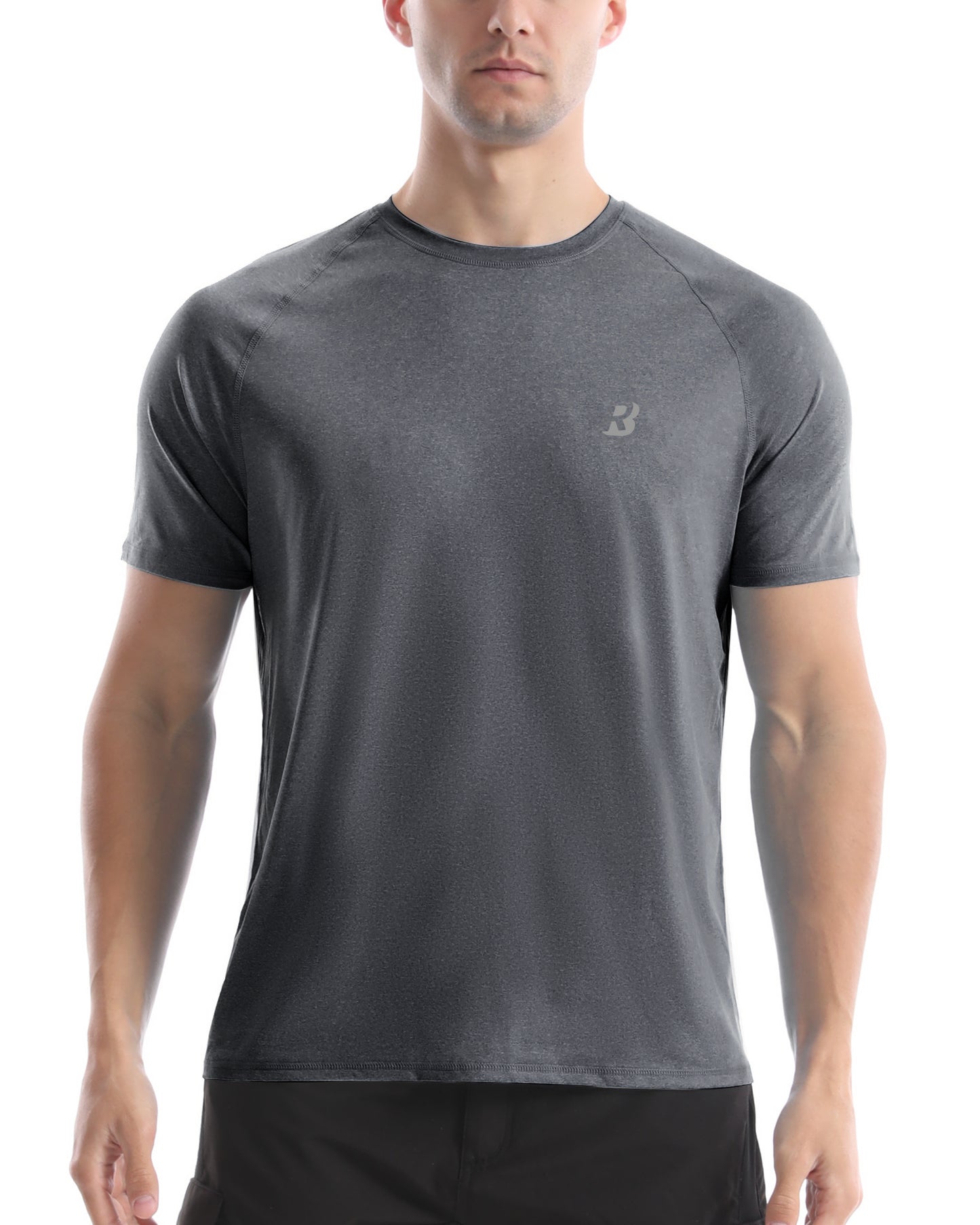 Roadbox Swim Shirts Short Sleeve for Men, Sun Protection UPF 50+ Fishing Rash Guard, UV Gym Workout Shirt for Running Outdoor