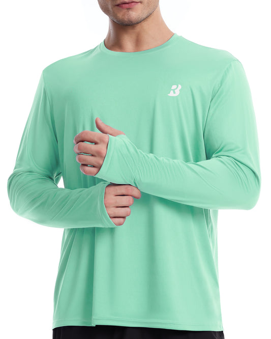 Roadbox Men's UPF 50+ UV Sun Protection Shirts, SPF Long Sleeve Lightweight Water Swim Rash Guard for Fishing Running Hiking
